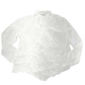Mango‎ Blouse Womens Small White Surplice Drape Minimalist